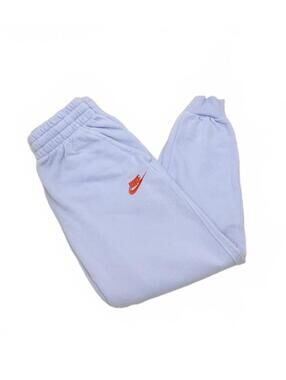 Nike Boys Medium 10-12 Club Fleece Joggers Light Blue Sweatpants Red Logo
